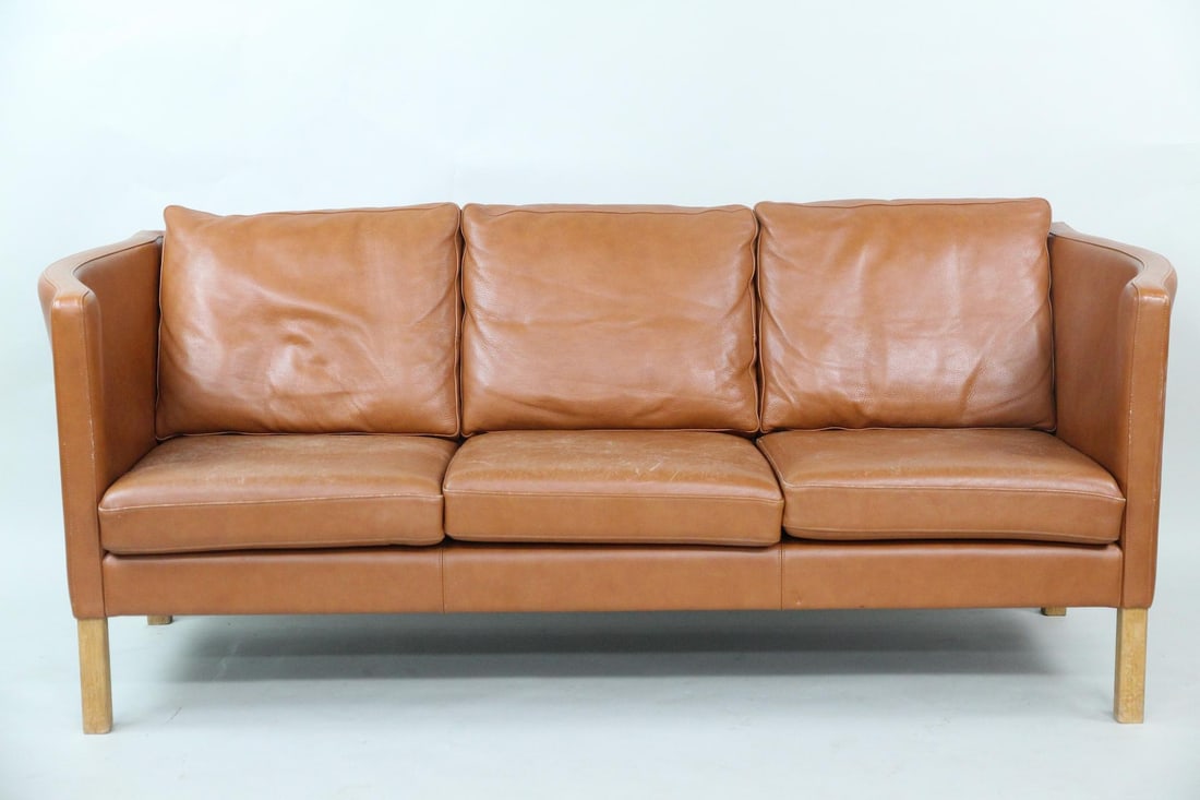 Cognac Leather & Oak 3-Seat Sofa (1 of 13)
