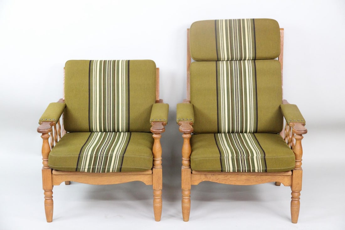 His and Hers Pair of Oak Lounge Chairs, Henning Kjaernulf (1 of 16)