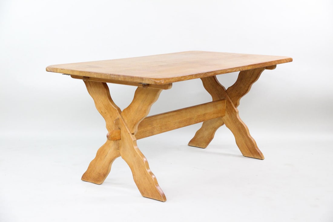 Oak Sawbuck Trestle Farm Table "X" Shaped, Henning Kjaernulf (1 of 14)