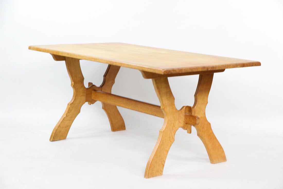 Oak Sawbuck Trestle Farm Table "H" Shaped, Henning Kjaernulf (1 of 14)