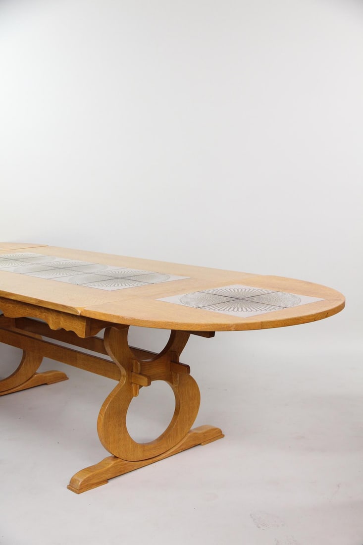 Oak Tile Top Dining Table "Figure 8", Drop Leaf - 5