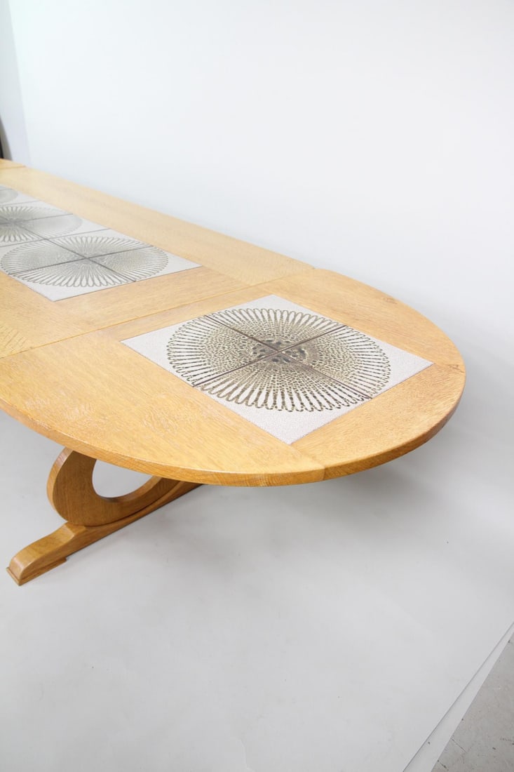 Oak Tile Top Dining Table "Figure 8", Drop Leaf - 8