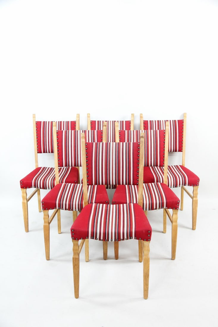 Set of 6 Red Upholstered Dining Chairs, Henning Kjaernulf (1 of 13)