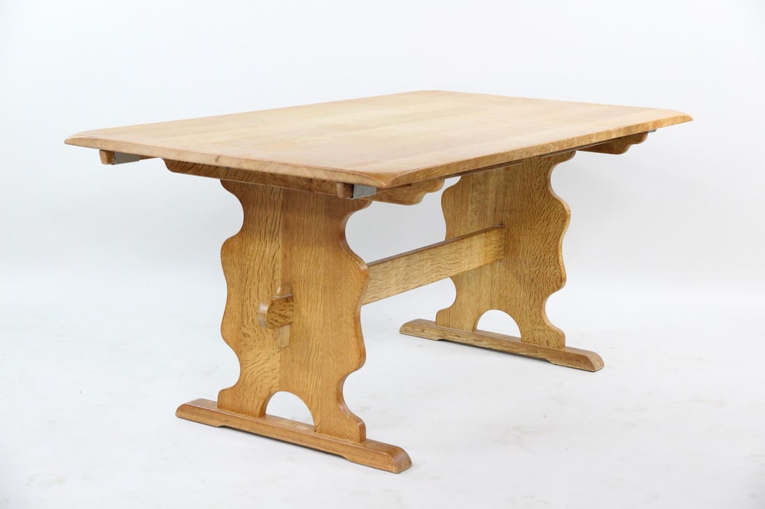 Expandable Oak Trestle Farm Table, Henning Kjaernulf (1 of 13)