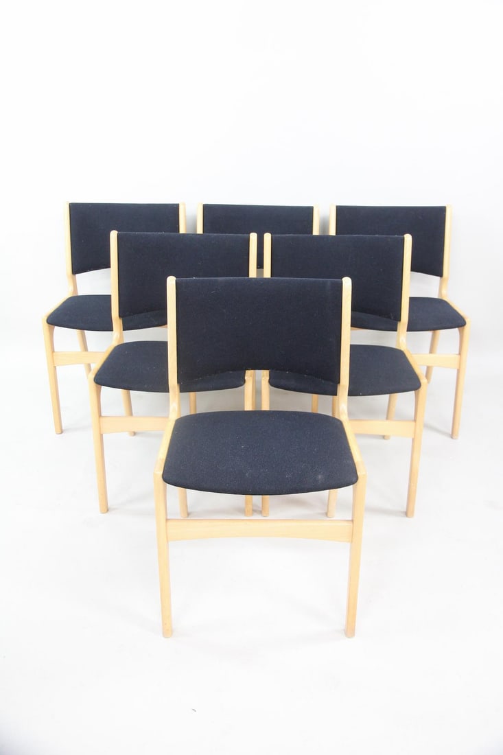 Set of 6 Danish Wooden Dining Chairs, Erik Buch (1 of 12)