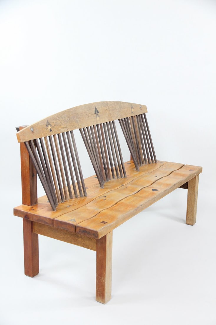 Postmodern Artisan Made Spindle Back Bench, Studio Craft - 2