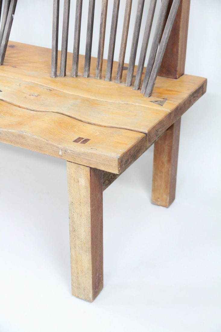 Postmodern Artisan Made Spindle Back Bench, Studio Craft - 7