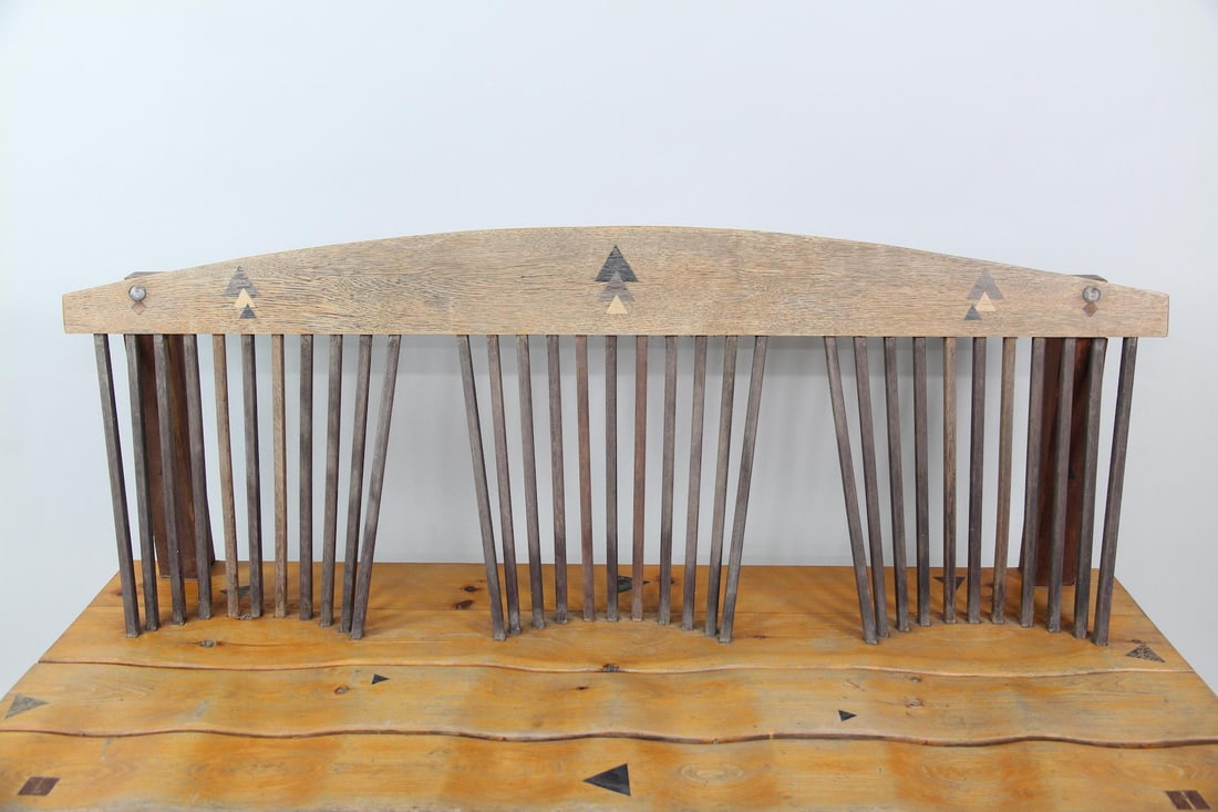 Postmodern Artisan Made Spindle Back Bench, Studio Craft - 8