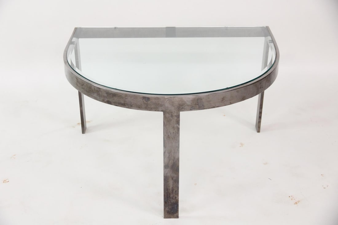 Demilune Glass & Metal Coffee Table (1 of 8)