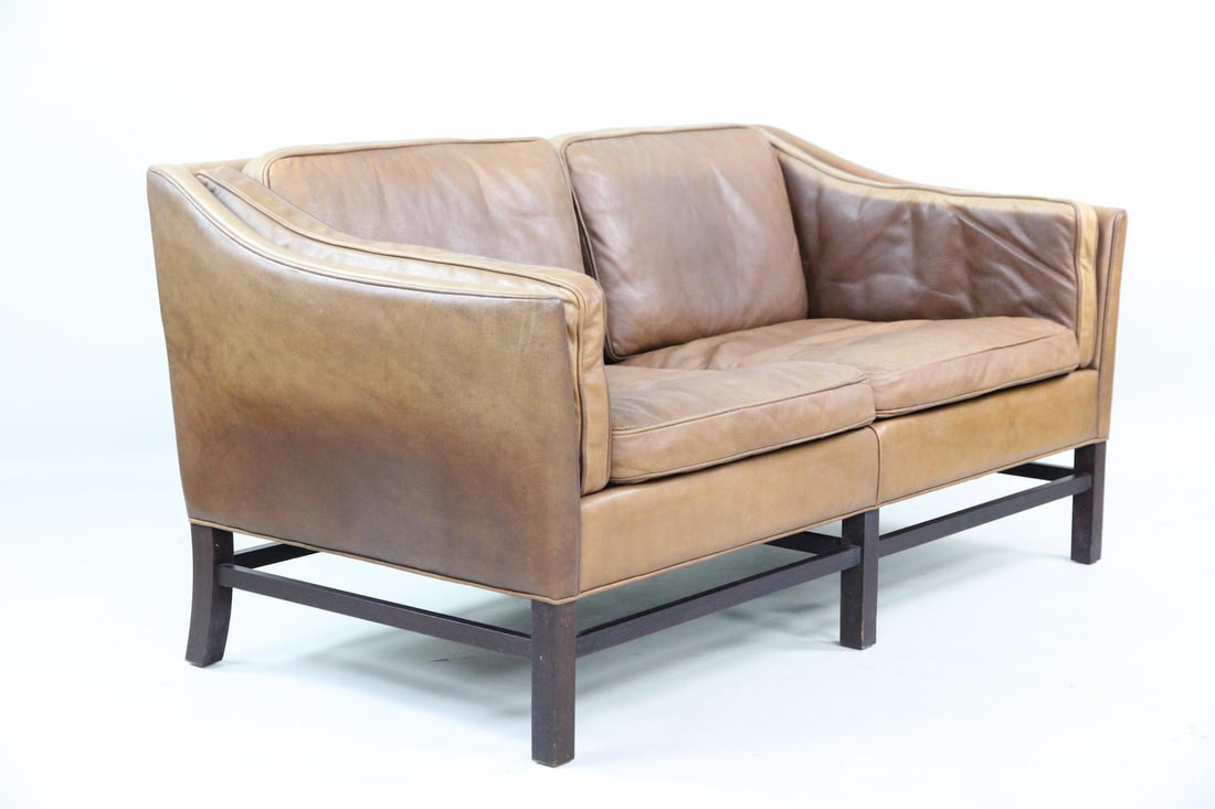 Danish Modern Brown Leather Sofa, Gunnar Grandt, 1 of 2 (1 of 14)