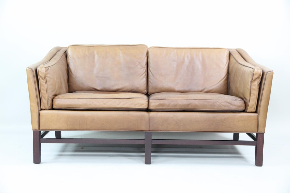 Danish Modern Brown Leather Sofa, Gunnar Grandt, 2 of 2 (1 of 13)