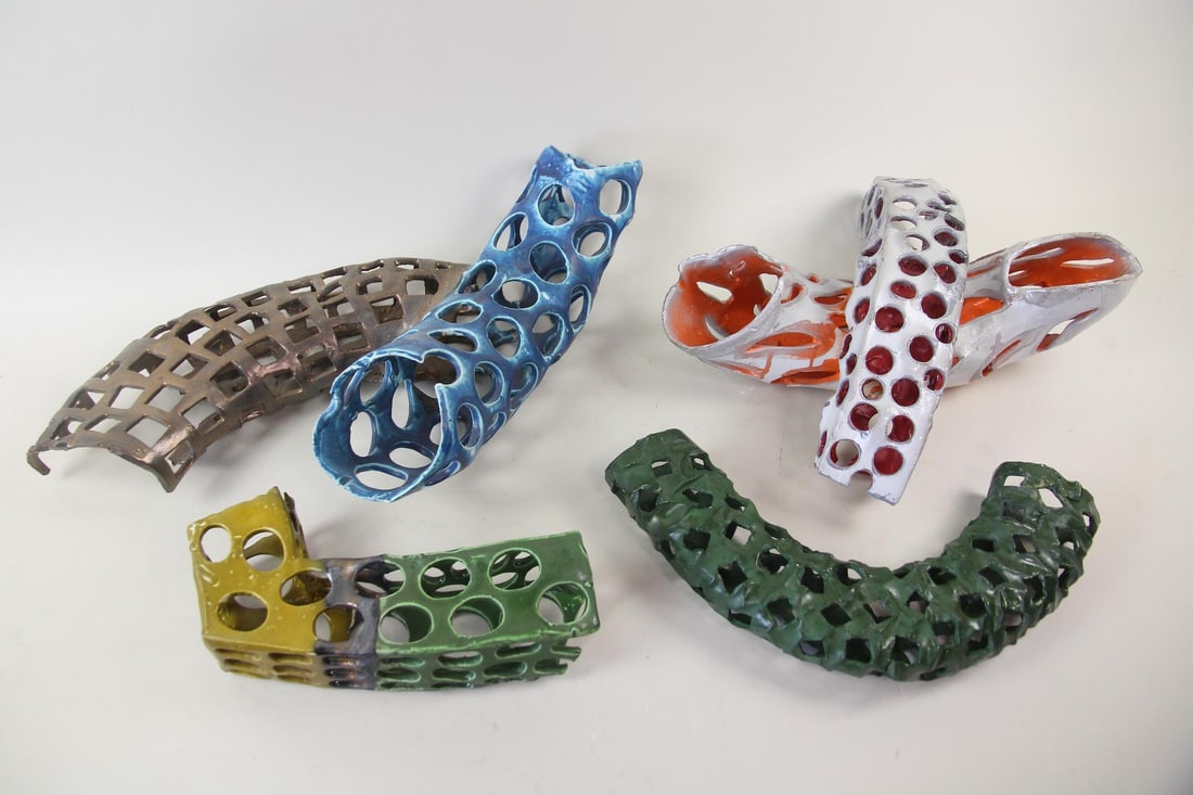 Group of 4 Arnie Zimmerman Perforated Pottery Tube Sculptures (1 of 12)