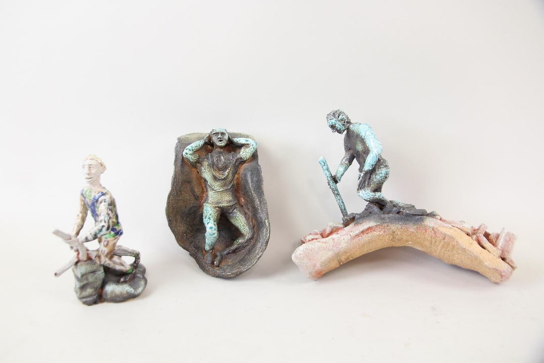 Group of 3 Arnie Zimmerman Figural Pottery Sculptures, "Tube Man" (1 of 9)