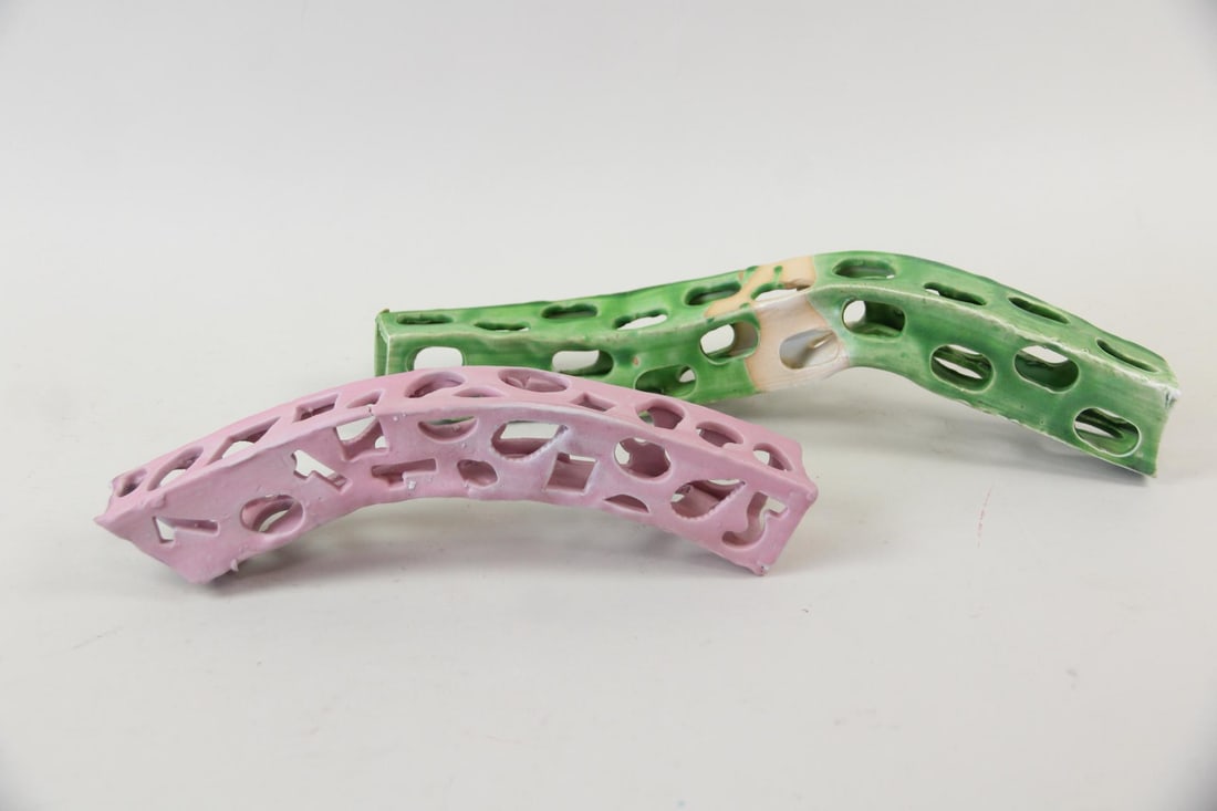 Pair of Arnie Zimmerman Perforated Pottery Tubes (1 of 8)