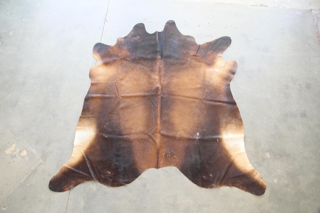 Modern Tricolor Cowhide Rug, Brown & Black (1 of 8)