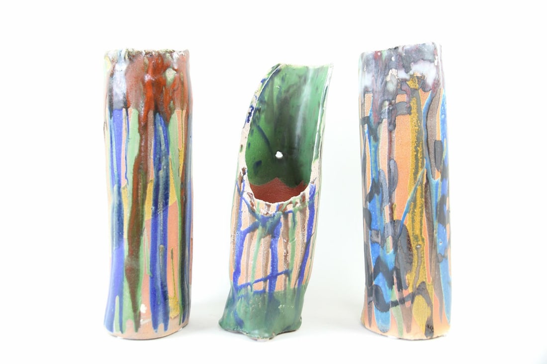 Group of 3 Arnie Zimmerman "Tube Vase" Stoneware Sculptures, 1 of 2 (1 of 11)