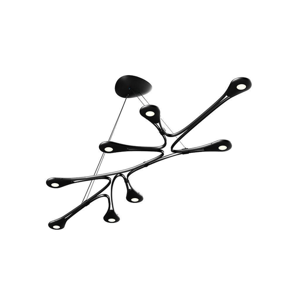 Sonneman Abstraction Black Sculptural Pendant Light, New in Box, 1 of 2: Sonneman Abstraction LED Suspension Ceiling Light, Black, NIB New in Box. A suspension light with an abstract, organic form and black satin finish. Model 3272.25. This piece is in its original box