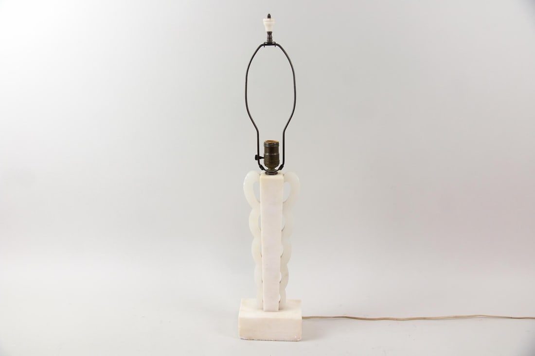 Geometric Carved Alabaster Table Lamp (1 of 9)