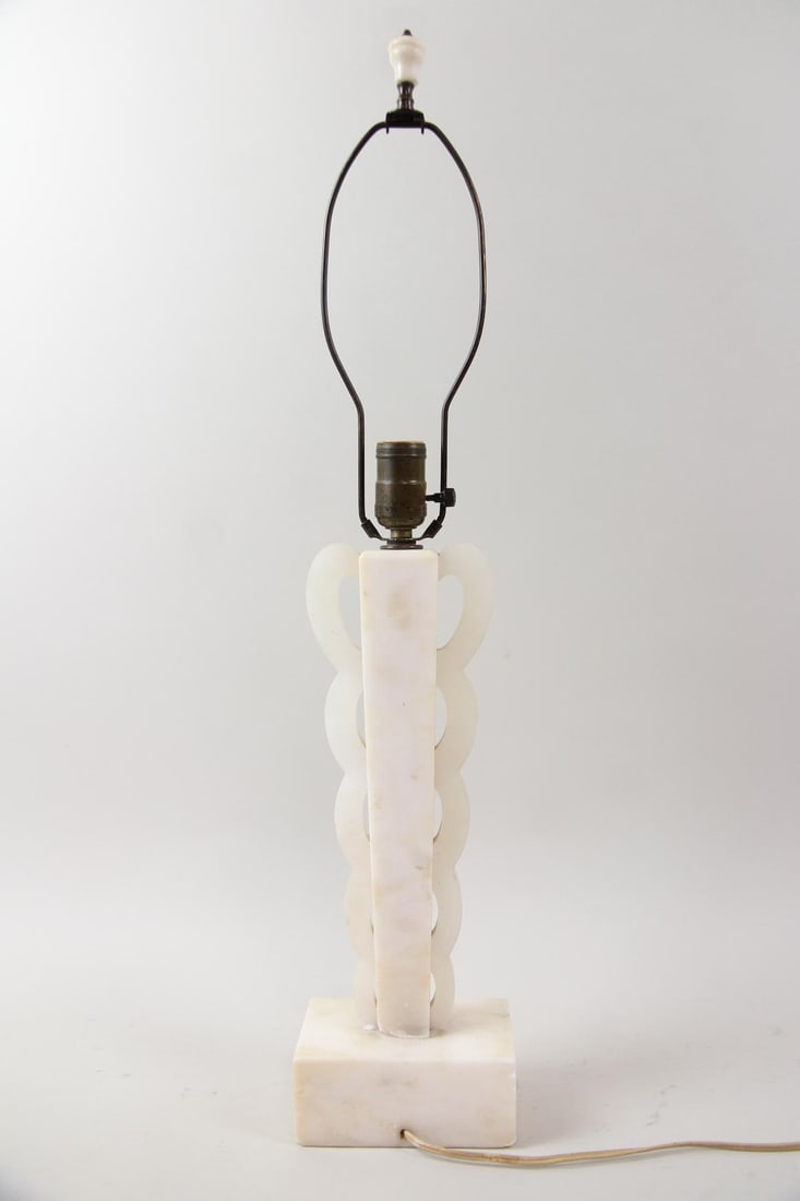 Geometric Carved Alabaster Table Lamp - 3