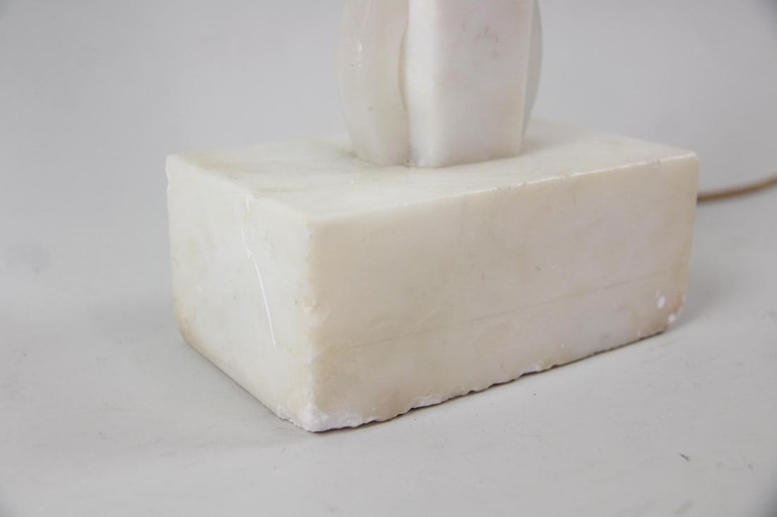 Geometric Carved Alabaster Table Lamp - 4