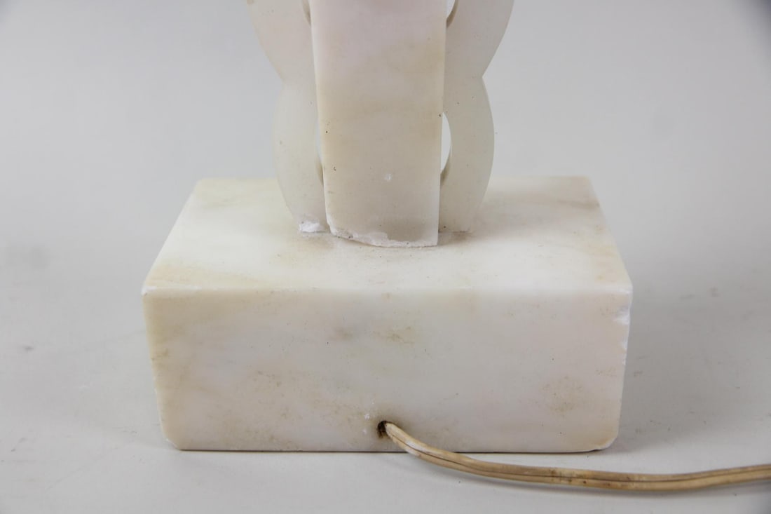 Geometric Carved Alabaster Table Lamp - 6