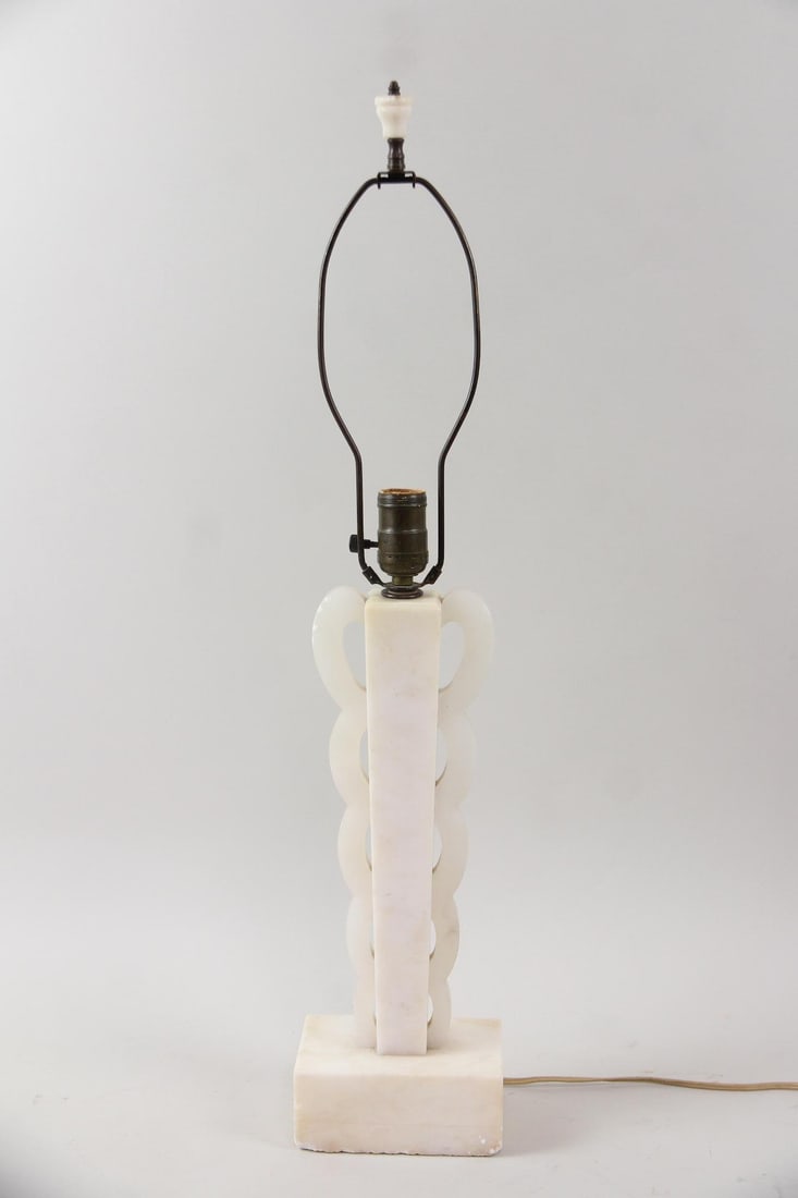 Geometric Carved Alabaster Table Lamp - 8