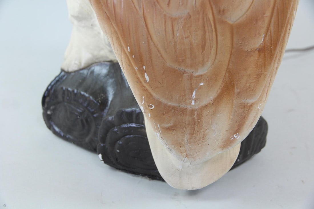 Large Chalkware Owl Lamp - 12