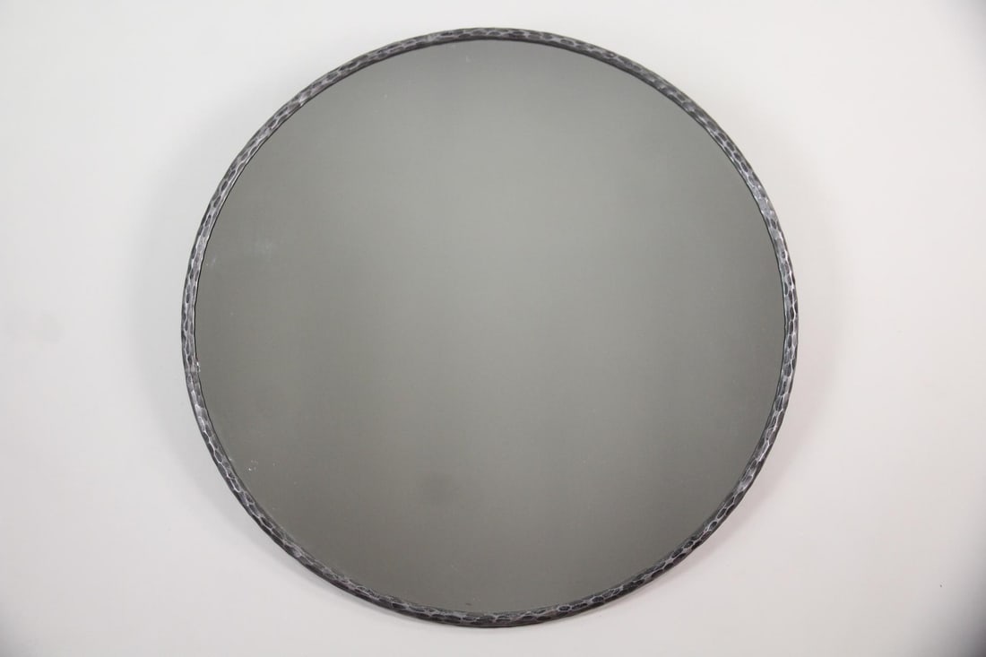 Large 51in Round Mirror with Hammered Metal Frame (1 of 8)