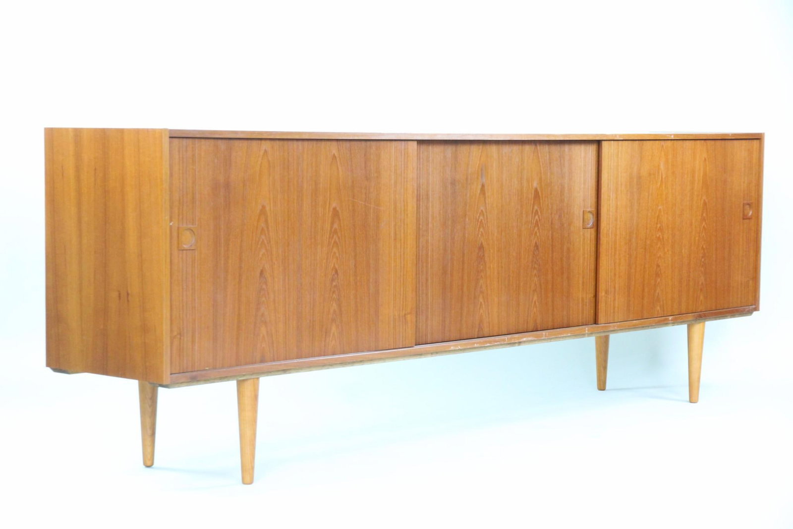 Danish Teak Sliding Door Sideboard, Credenza (1 of 18)