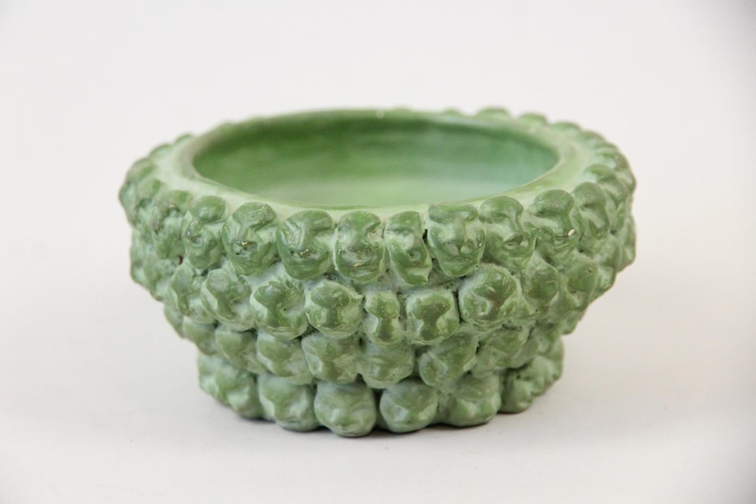 Frank Greco Green Bowl with Human Head Motif 1971 (1 of 7)