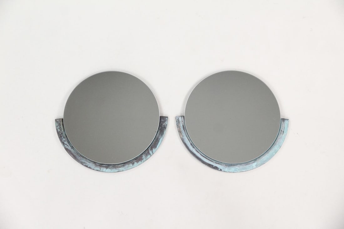 Pair of Mirrors with Copper Half Frames - 2