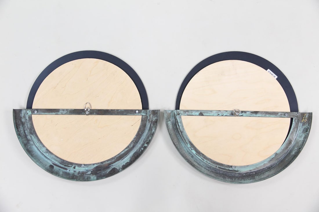 Pair of Mirrors with Copper Half Frames - 7