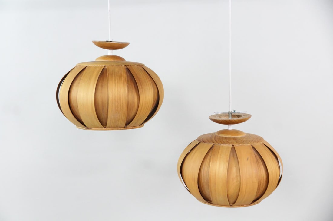 Pair of Hans-Agne Jakobsson Bentwood Pendant Lamps (1 of 7)