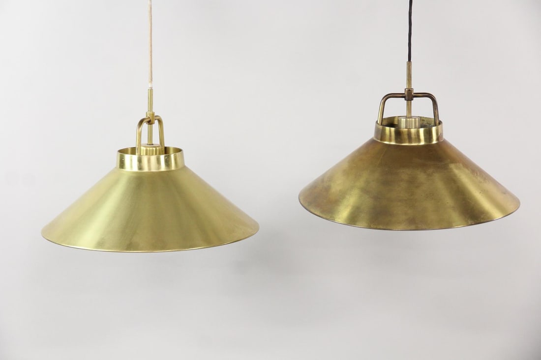Pair of Frits Schlegel for Lyfa Brass Hanging Lamps (1 of 11)