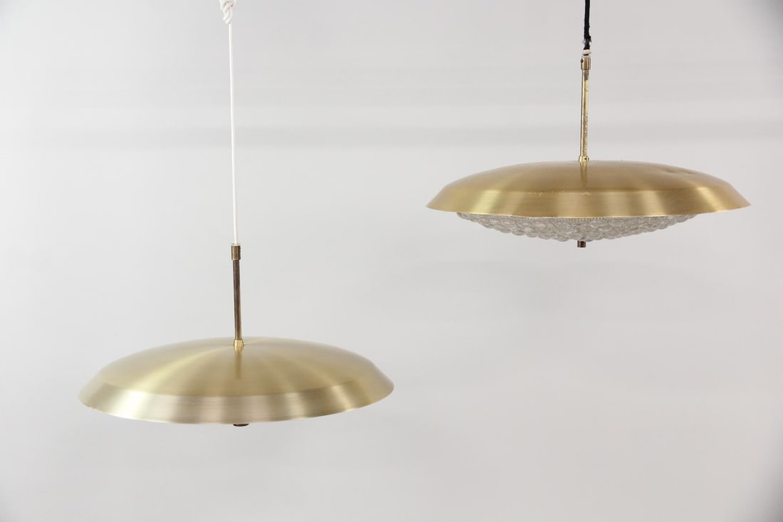 Pair of Carl Fagerlund Orrefors Brass & Glass Hanging Lights, 3 of 3 (1 of 9)