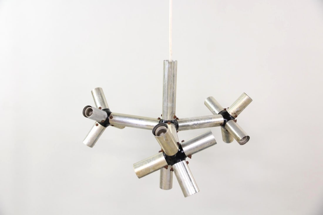 Atomic Space Age Chandelier, Metal & Plastic (1 of 7)