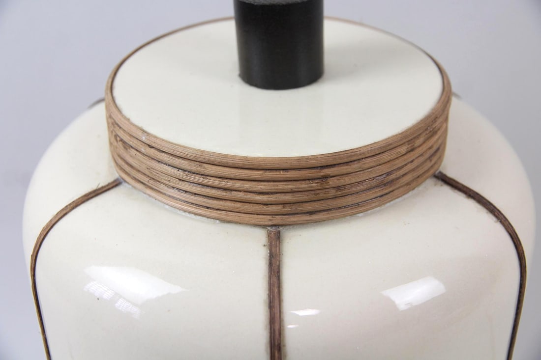Ceramic Table Lamp, Bamboo Wrapped - 2