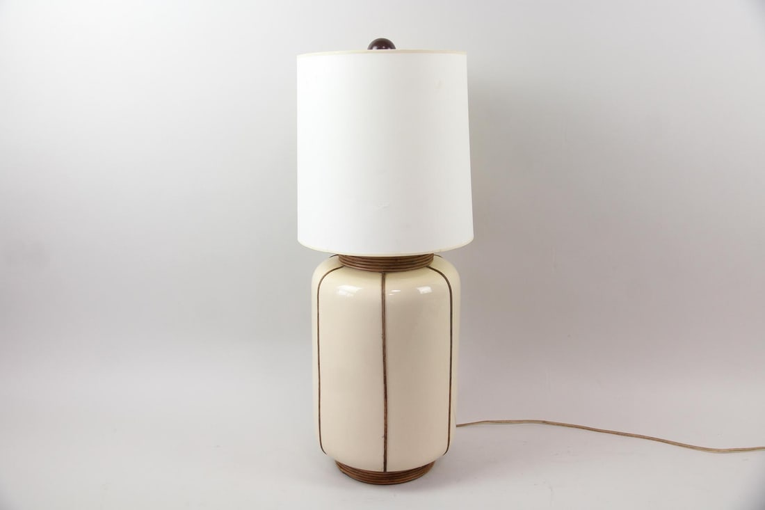 Ceramic Table Lamp, Bamboo Wrapped - 3