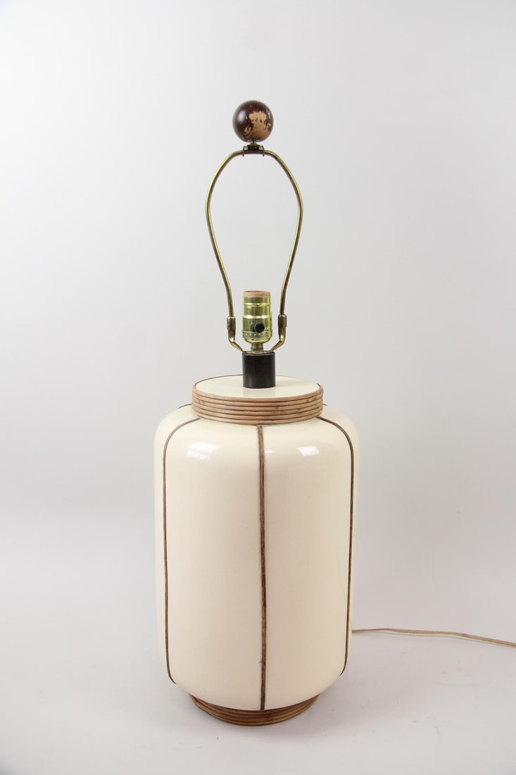 Ceramic Table Lamp, Bamboo Wrapped - 7