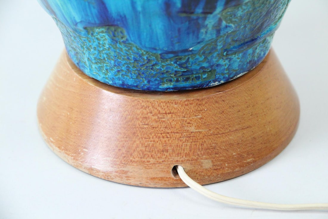 Large Blue & Green Ceramic Lamp - 11