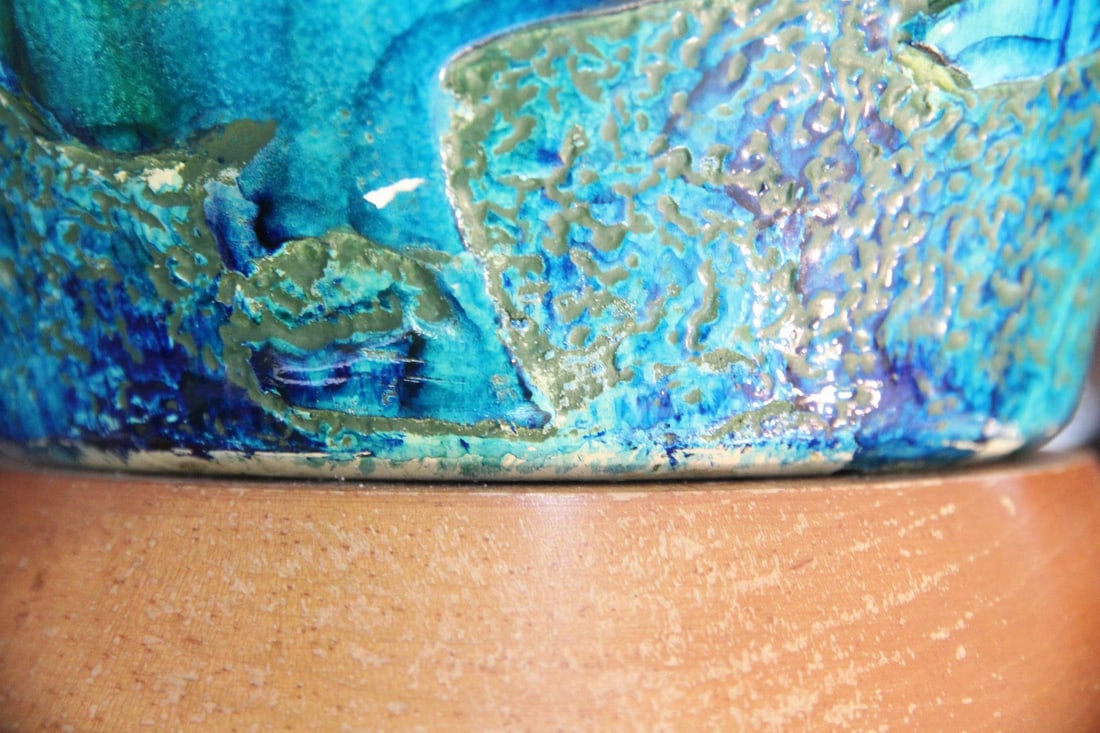 Large Blue & Green Ceramic Lamp - 15