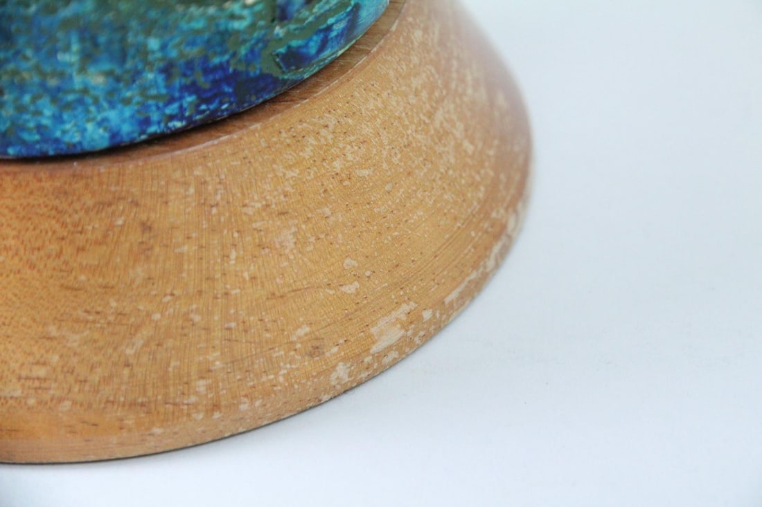 Large Blue & Green Ceramic Lamp - 8