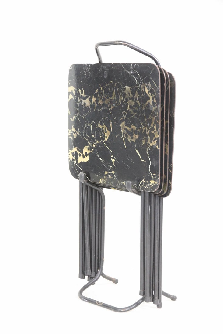 Set of 4 Cal-Dak Faux Marble Tray Tables (1 of 13)