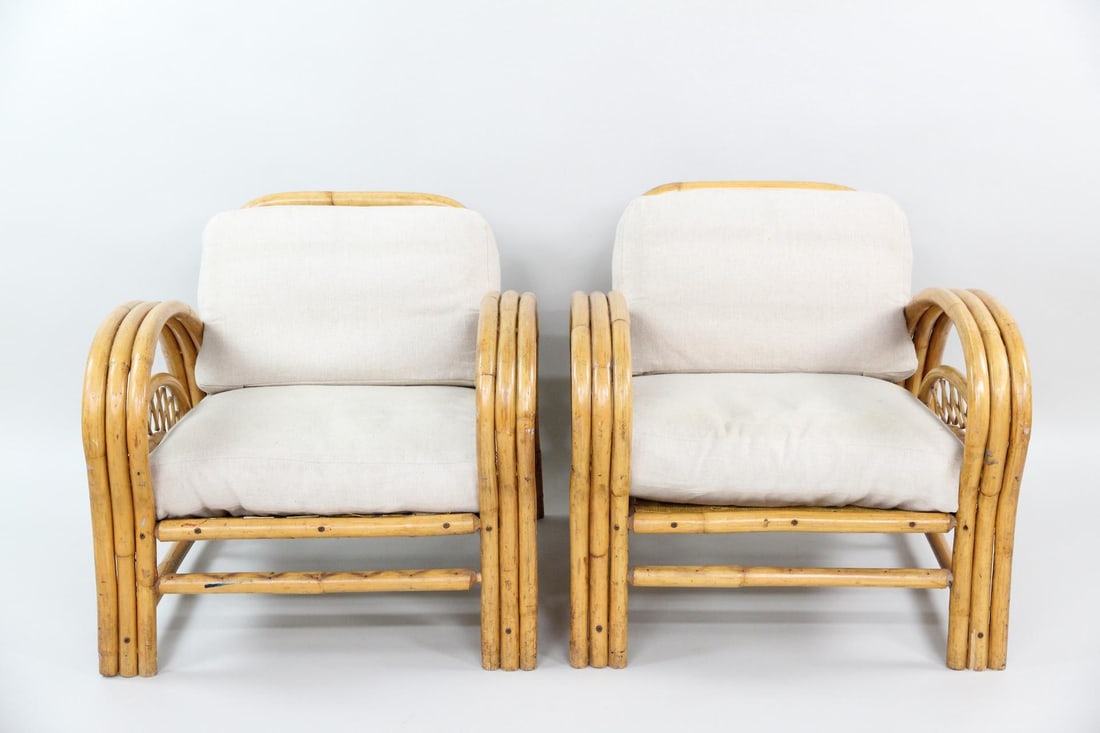Pair of Rattan Pretzel Lounge Chairs (1 of 14)