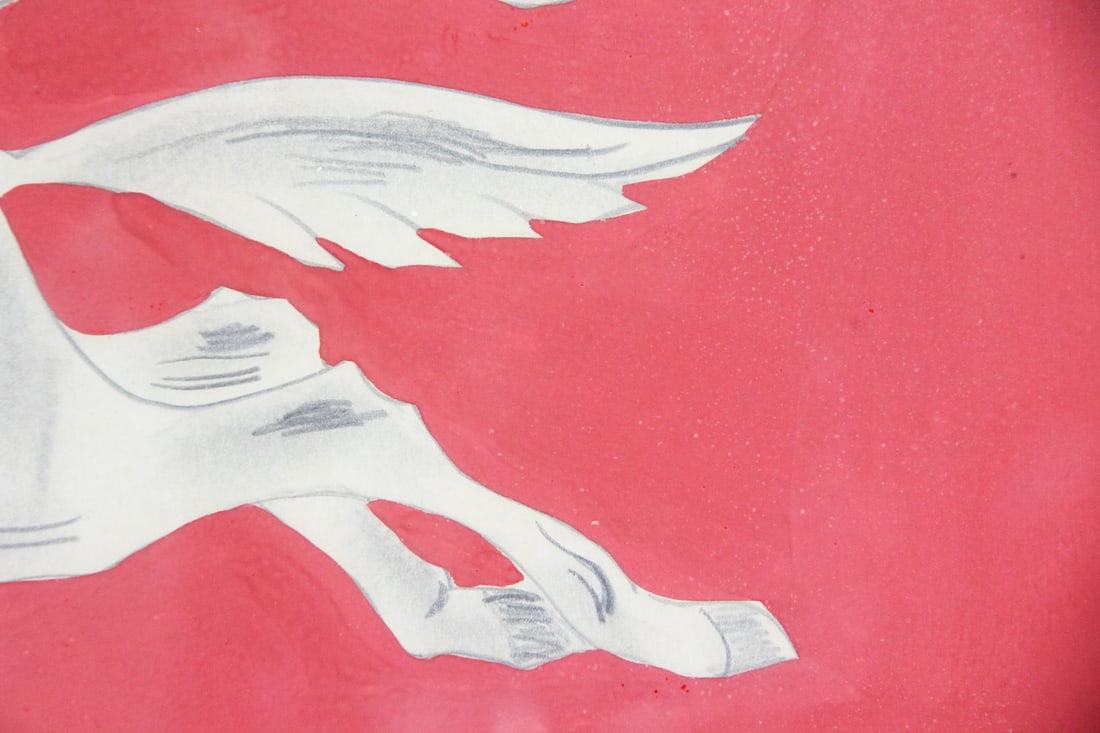 Galloping Horses Drawing with Red Background - 4