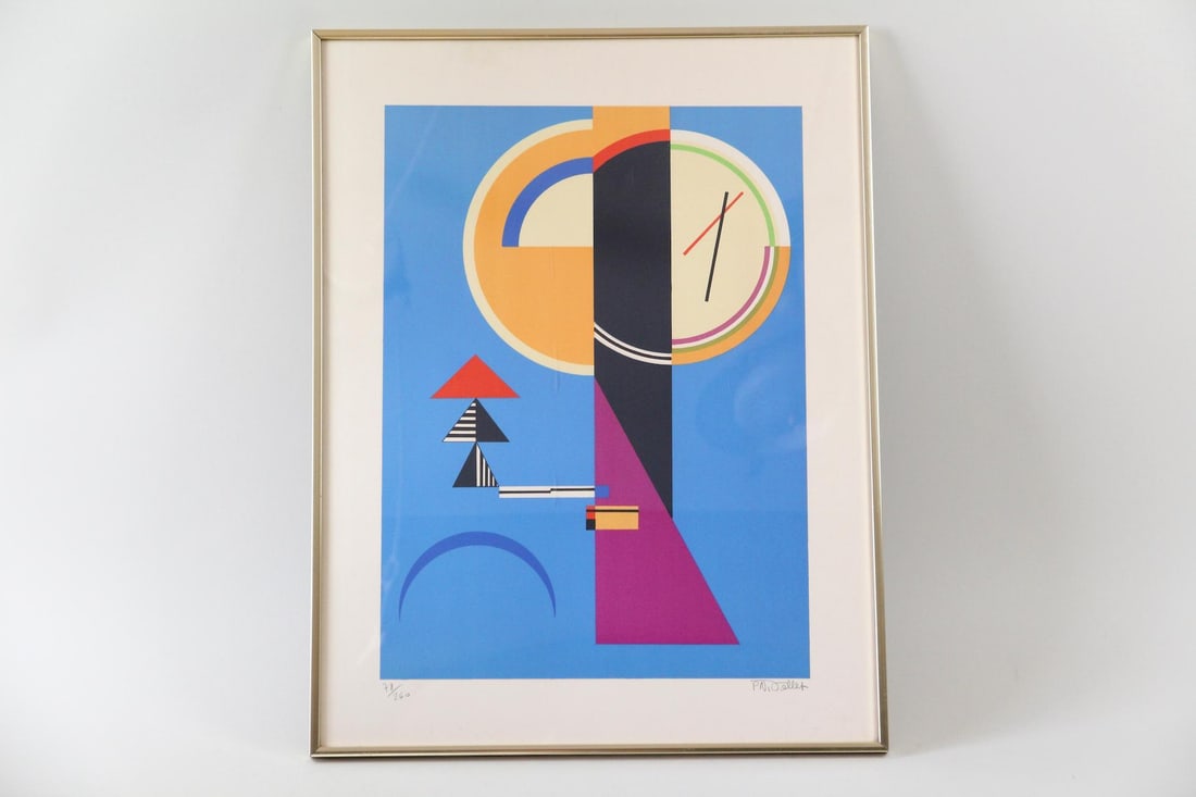 Geometric Abstract Lithograph by P.N. Vollet (1 of 10)