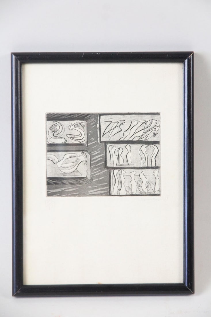 Gladys Dalla Husband Etching for Solidarite Portfolio 1938: Gladys Dalla Husband Etching for Solidarite Portfolio 1938. Small etching Untitled (1938) by Canadian artist Gladys Dalla Husband, created for the Solidarite portfolio. Alongside such notable artists