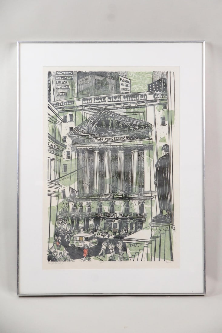 Ted Davies "New York Stock Exchange" Woodcut Print 1968 (1 of 12)