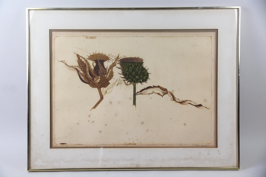 Brigette Coudrain Etching, "Coudrons," Botanical Thistles (1 of 14)