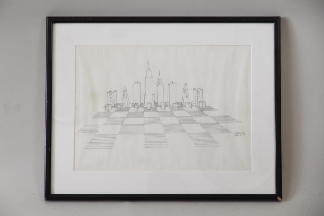 Tim Prentice Architectural Drawing of NYC Skyline on a Chessboard (1 of 10)